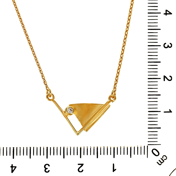 Collier, 14K, Gelbgold, Zirkonia