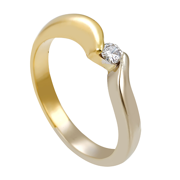 Diamantring, 18K, Gelb-/Weißgold, Brillant