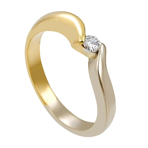 Diamantring, 18K, Gelb-/Weißgold, Brillant