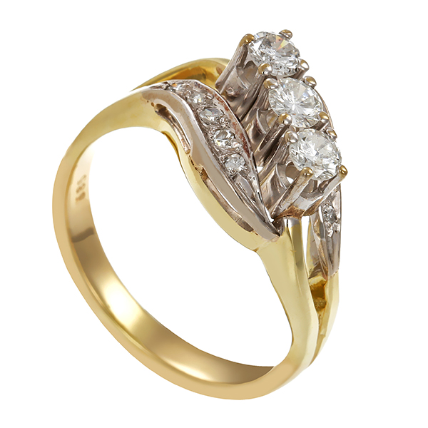 Diamantring, 14K, Gelb-/Weißgold, Brillanten, Diamnten