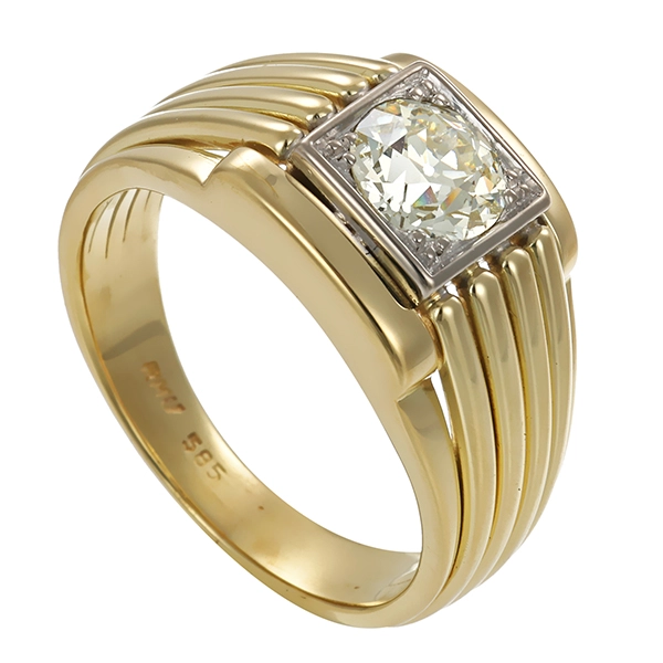 Herrenring, 14K, Gelb-/Weißgold, 0,86ct