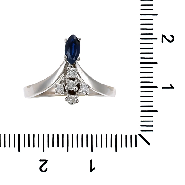 Ring, 14K, Weißgold, Saphir, Brillanten
