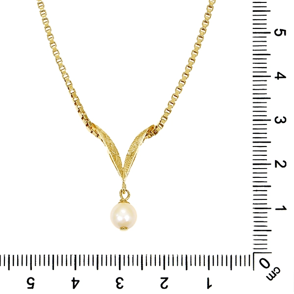 Collier, 14K, Gelbgold, Zuchtperle