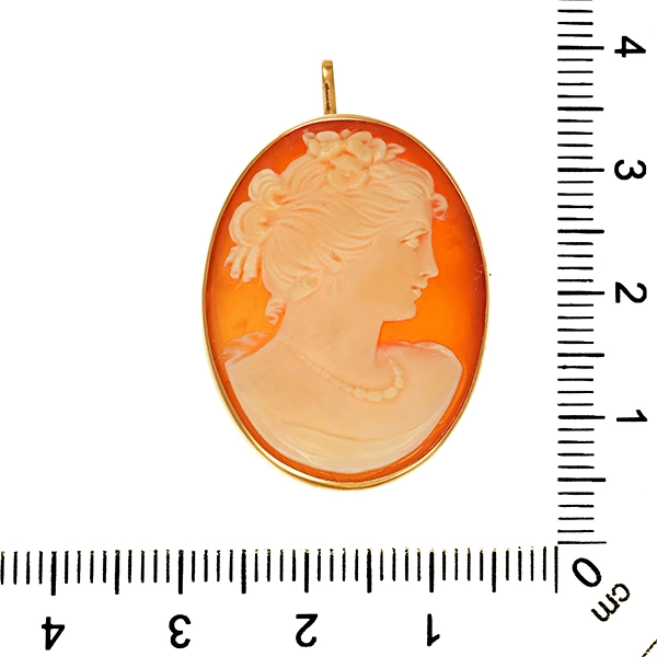 Anhänger broschiert, 18K, Gelbgold, Gemme