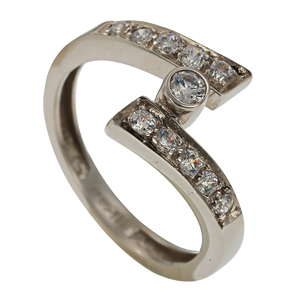Ring, 14K, Weißgold, Zirkonia