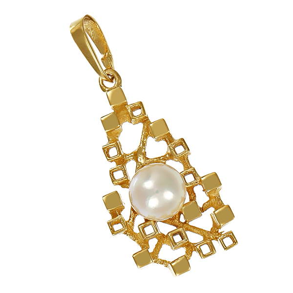 Anhänger, 8K, Gelbgold, Zuchtperle