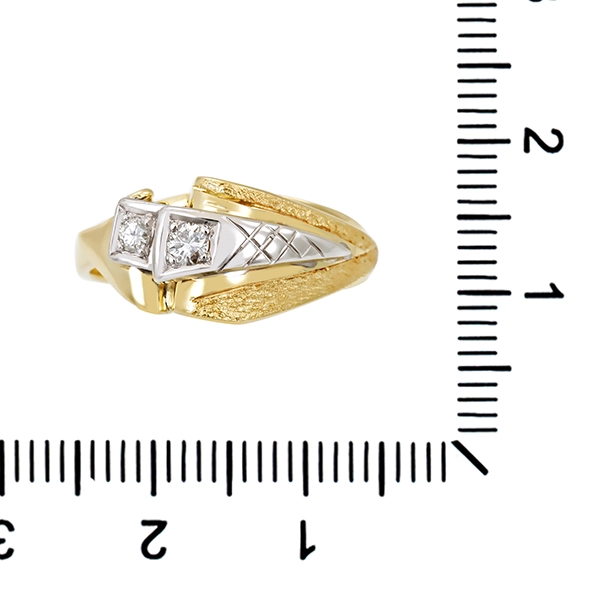 Diamantring, 14K, Gelb-/Weißgold, Handarbeit, Brillanten