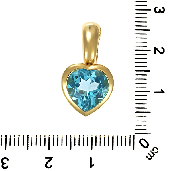 Anhänger, 14K, Gelbgold, Blautopas, Herz