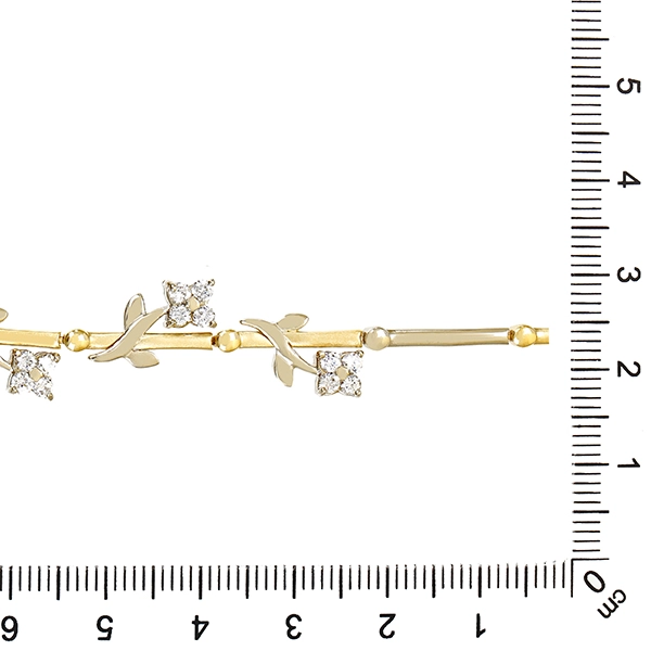 Armband, 14K, Gelb-/Weißgold, Zirkonia