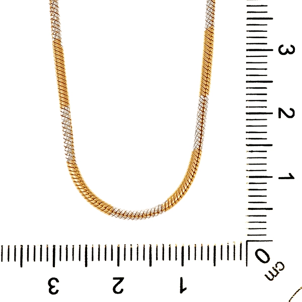 Kette, 14K, Gelb-/Weißgold, Schlangen-