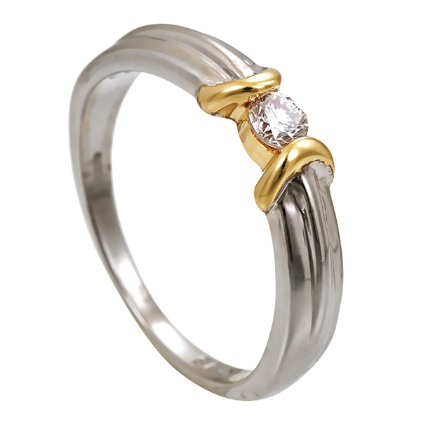 Diamantring, 14K, Gelb-/Weißgold, Brillant 0,15 ct