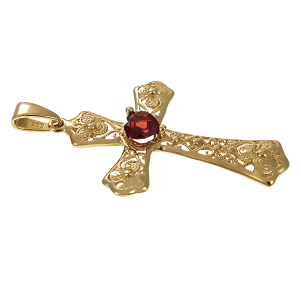 Anhänger, 8K, Gelbgold, Granat