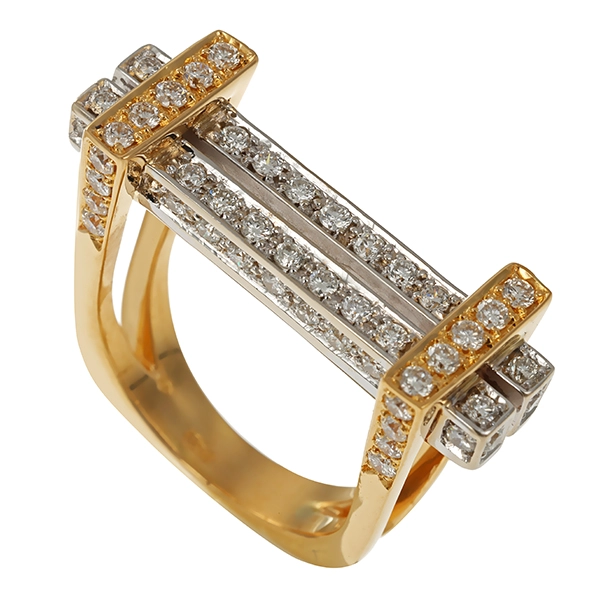 Diamantring, 18K, Gelb-/Weißgold, Brillanten