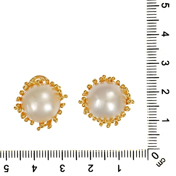 Ohrclipse, 18K, Gelbgold, Mabe Perlen
