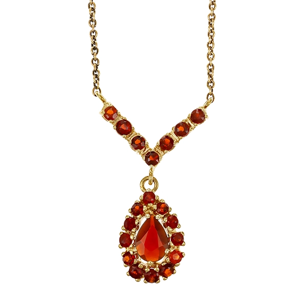 Collier, 8K, Gelbgold, Granat
