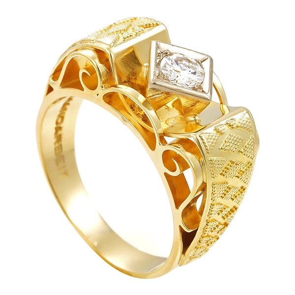 Diamantring, 14K, Gelb-/Weißgold, Brillant 0,25 ct