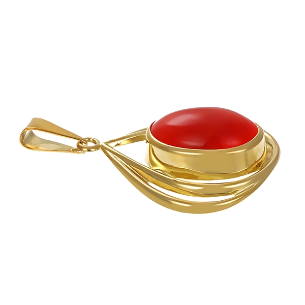 Anhänger, 8K, Gelbgold, Koralle