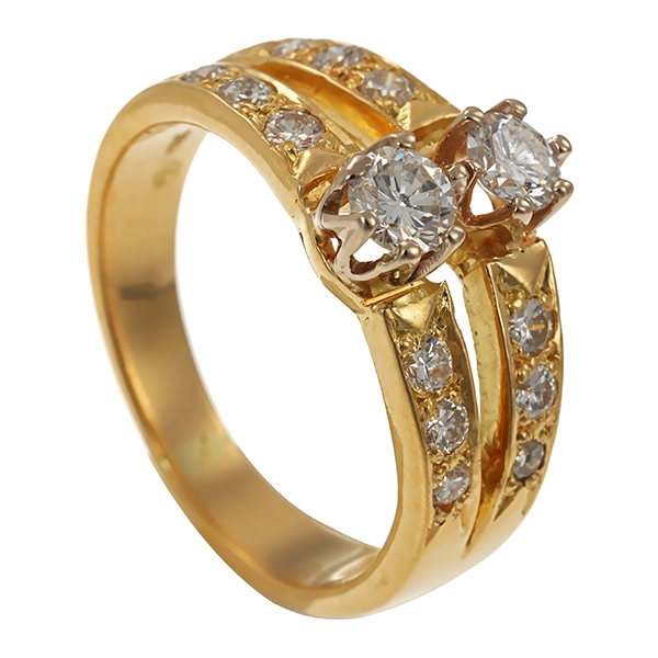 Diamantring, 18K, Gelbgold, Brillanten