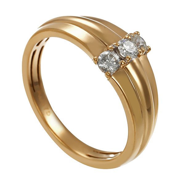 Ring, 9K, Gelbgold, Brillanten