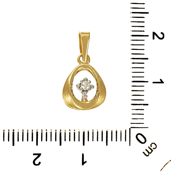 Anhänger, 14K, Gelb-/Weißgold, Diamant