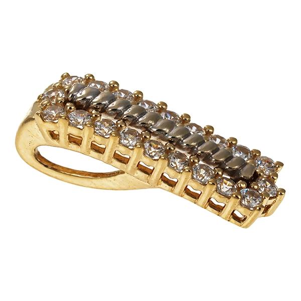 Anhänger, 14K, Gelb-/Weißgold, Zirkonia