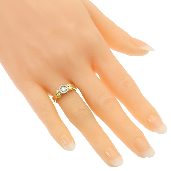 Diamantring, 18K, Gelb-/Weißgold, Brillant