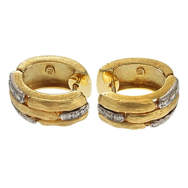 Creolen, 14K, Gelb-/Weißgold, Brillanten