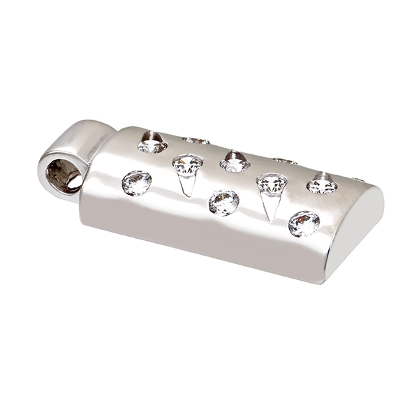 Anhänger, 14K, Weißgold, Zirkonia