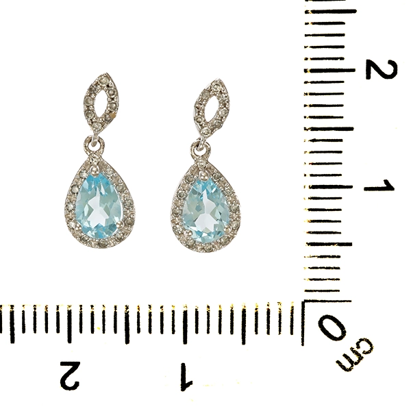 Steckhänger, 14K, Weißgold, Topas, Diamant