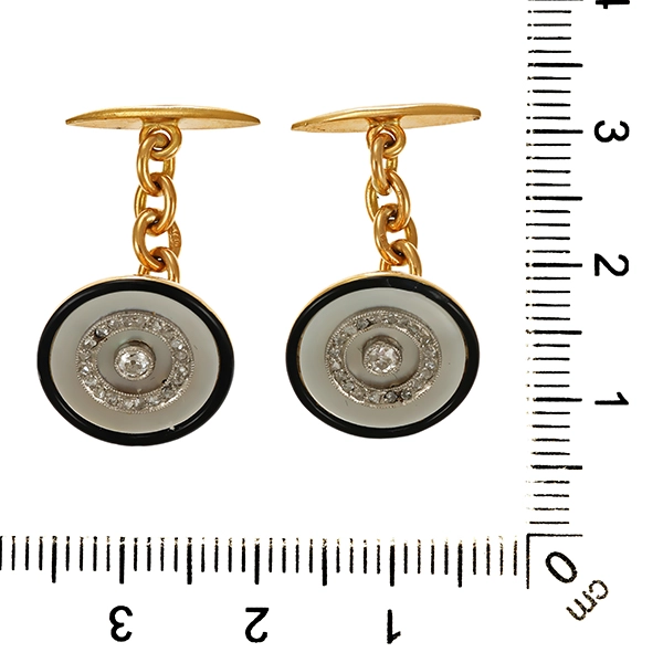 Manschettenknöpfe, 18K, Gelb-/Weißgold, Perlmutt, Diamanten
