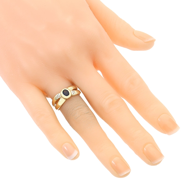 Ring, 14K, Gelbgold, Saphir, Diamanten