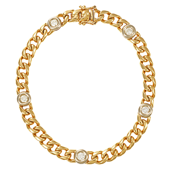 Armband, 14K, Gelbgold, Brillant 1,00 ct, Panzer-