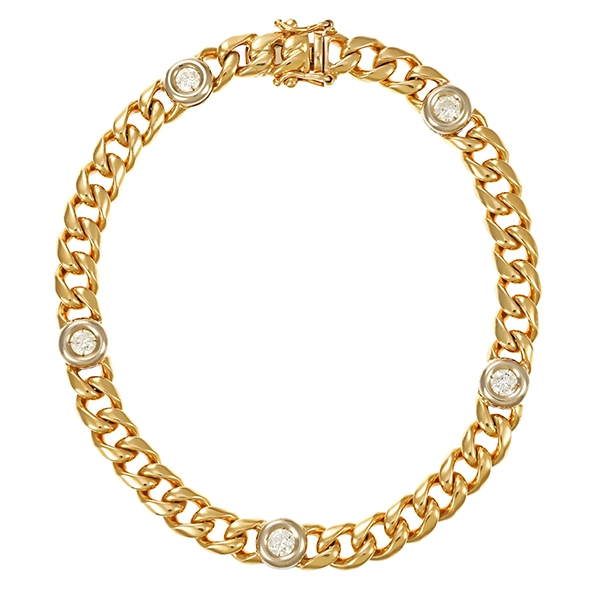 Armband, 14K, Gelbgold, Brillant 1,00 ct, Panzer-