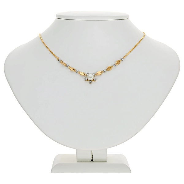 Collier, 14K, Gelbgold, Perle, Brillanten