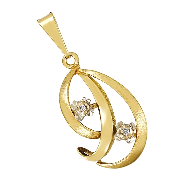 Anhänger, 14K, Gelb-/Weißgold, Diamanten