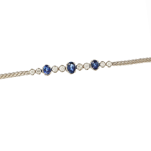 Armband, 18K, Weißgold, Brillanten 0,50 ct,  Saphire