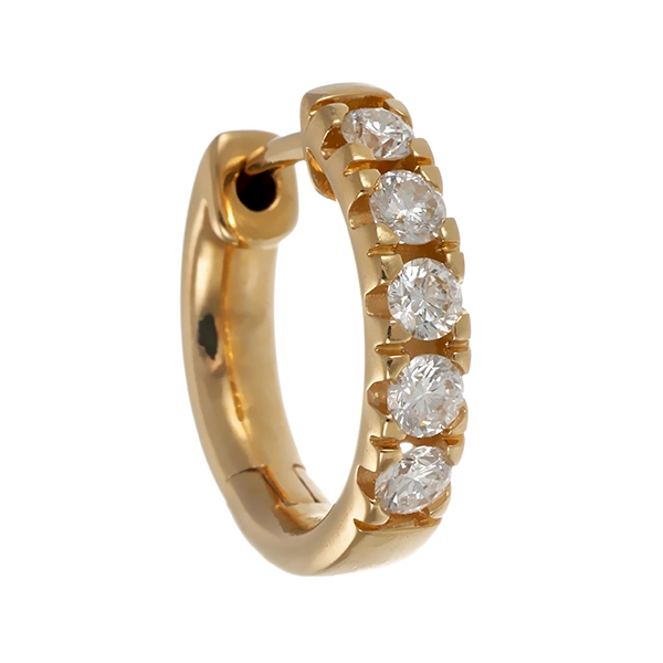 Creole, einzeln, 14K, Gelbgold, Brillanten
