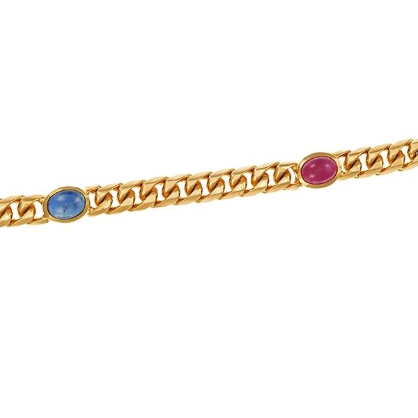 Armband, 14K, Gelbgold, Rubin, Saphir