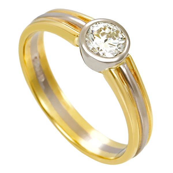 Diamantring, 14K, Gelb-/Weißgold, Brillant 0,40 ct