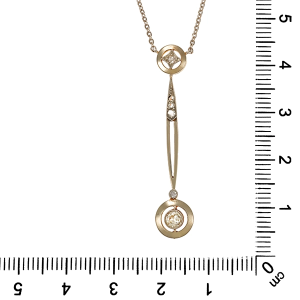 Collier, 14K, Gelb-/Weißgold, Diamanten, L38cm
