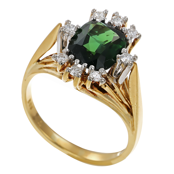 Ring, 14K, Gelb-/Weißgold, Brillant, Turmalin