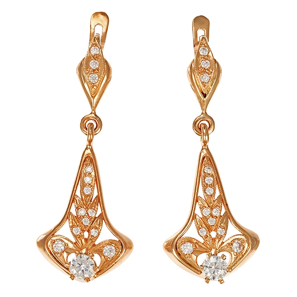 Ohrhänger, 14K, Gelbgold , Zirkonia