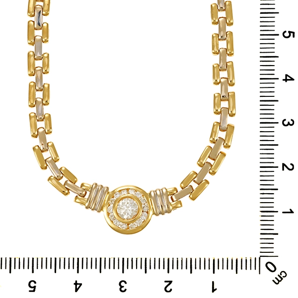 Collier, 18K, Gelb-/Weißgold, Brillanten