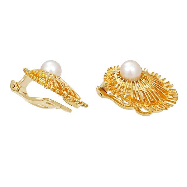 Ohrclips, 14K, Gelbgold, Zuchtperlen