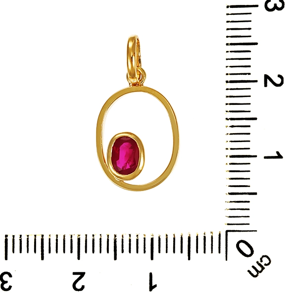 Anhänger, 18K, Gelbgold, Rubin