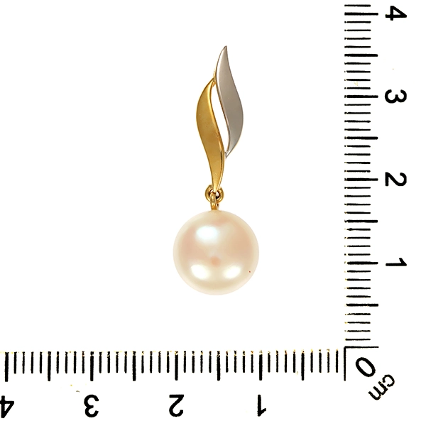 Anhänger, 14K, Gelb-/Weißgold, Perle