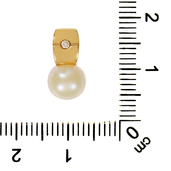 Anhänger, 14K, Gelbgold, Perle, Brillant