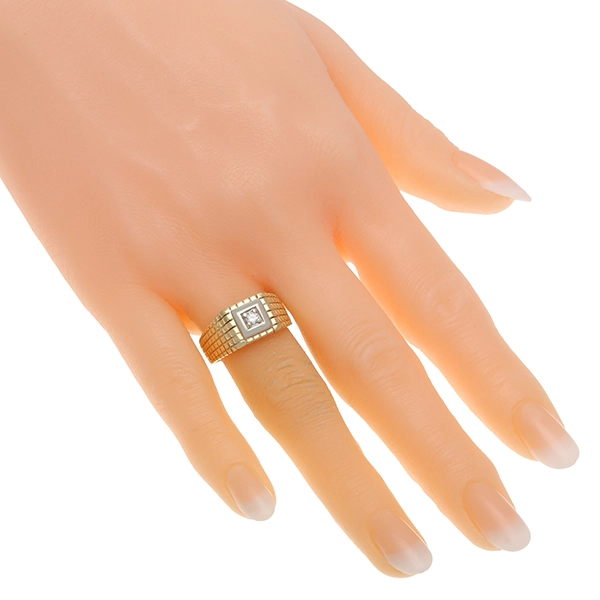 Herrenring, 14K, Gelb-/Weißgold, Brillant
