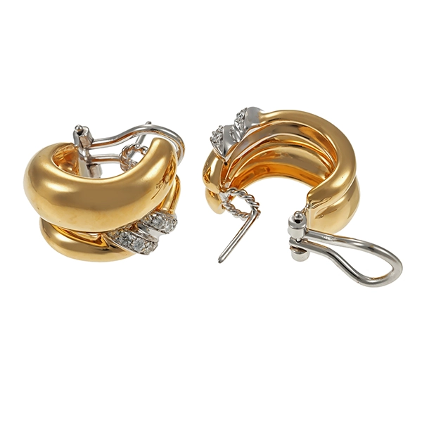 Clip-Stecker, 18K, Gelb-/Weißgold, Brillanten