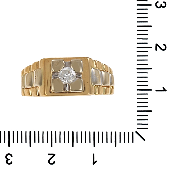 Herrenring, 14K, Gelb-/Weißgold, Brillant 0,17 ct